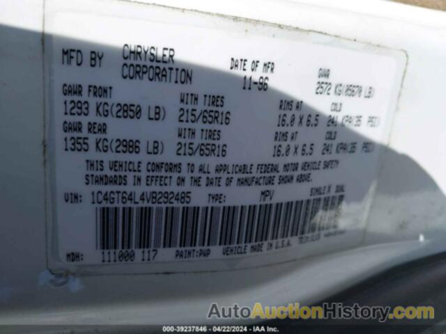 CHRYSLER TOWN & COUNTRY LXI, 1C4GT64L4VB292485