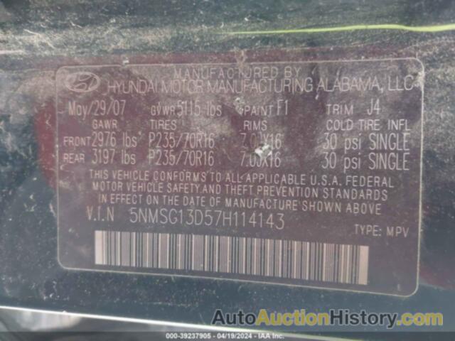 HYUNDAI SANTA FE GLS, 5NMSG13D57H114143