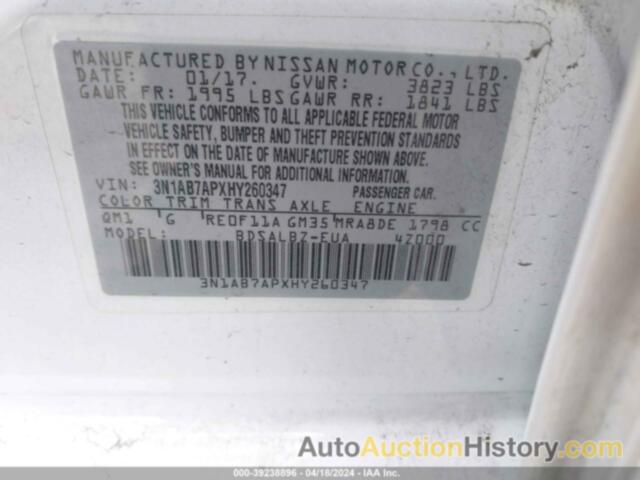 NISSAN SENTRA S, 3N1AB7APXHY260347