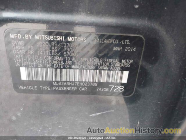 MITSUBISHI MIRAGE DE, ML32A3HJ7EH023789