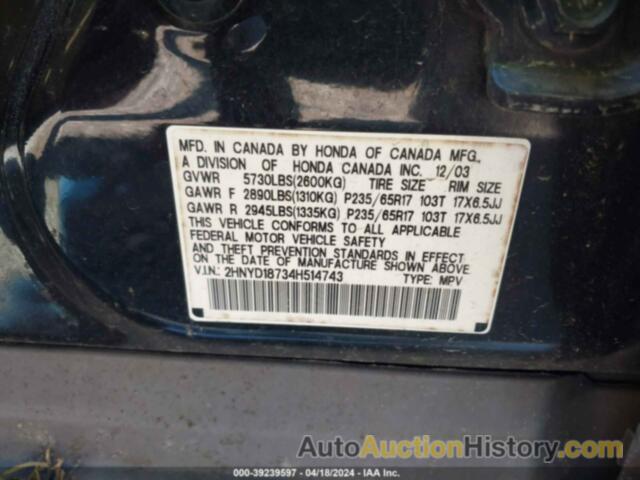 ACURA MDX, 2HNYD18734H514743