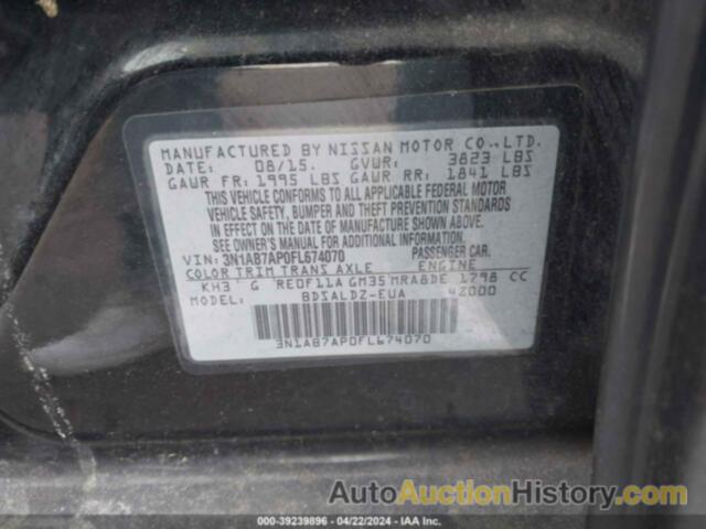 NISSAN SENTRA S/SV/SR/SL, 3N1AB7AP0FL674070