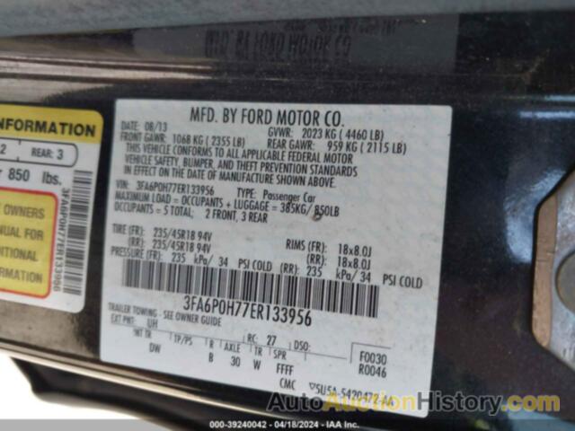 FORD FUSION SE, 3FA6P0H77ER133956