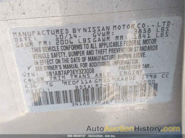 NISSAN SENTRA SR, 3N1AB7AP3EY323008