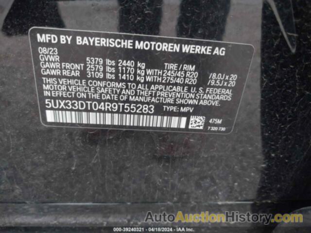 BMW X4 XDRIVE30I, 5UX33DT04R9T55283