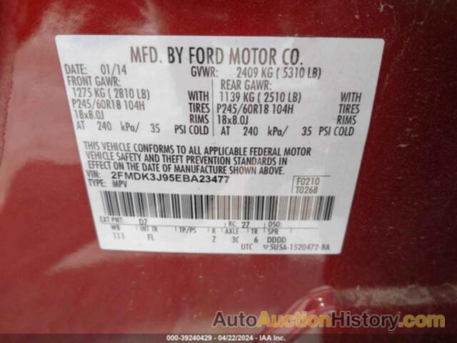 FORD EDGE SEL, 2FMDK3J95EBA23477