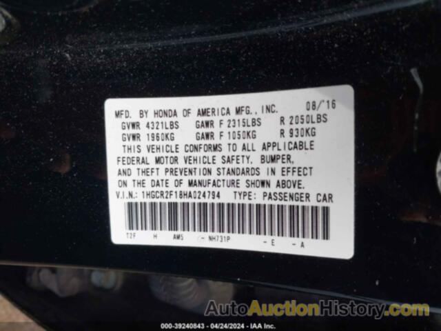 HONDA ACCORD SPORT SE, 1HGCR2F18HA024794