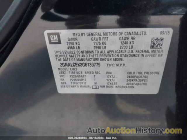 CHEVROLET EQUINOX LT, 2GNALCEK3G6139779