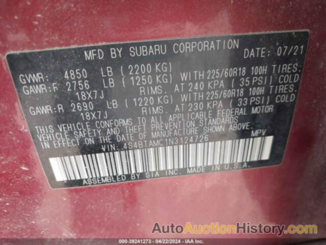 SUBARU OUTBACK LIMITED, 4S4BTAMC1N3124726