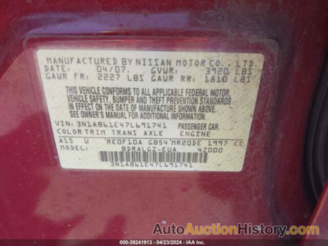 NISSAN SENTRA 2.0SL, 3N1AB61E47L691741