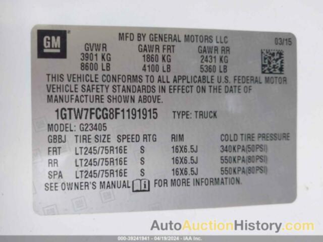 GMC SAVANA G2500, 1GTW7FCG8F1191915