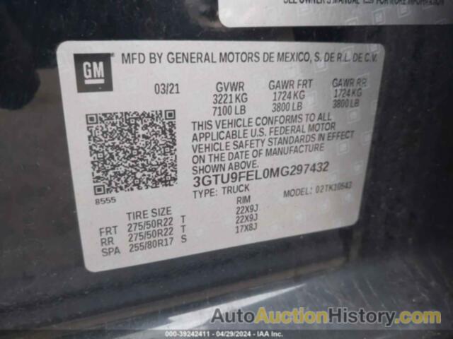 GMC SIERRA 1500 4WD  SHORT BOX DENALI, 3GTU9FEL0MG297432