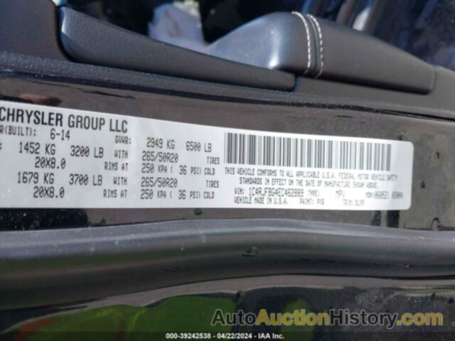 JEEP GRAND CHEROKEE LIMITED, 1C4RJFBG4EC462889