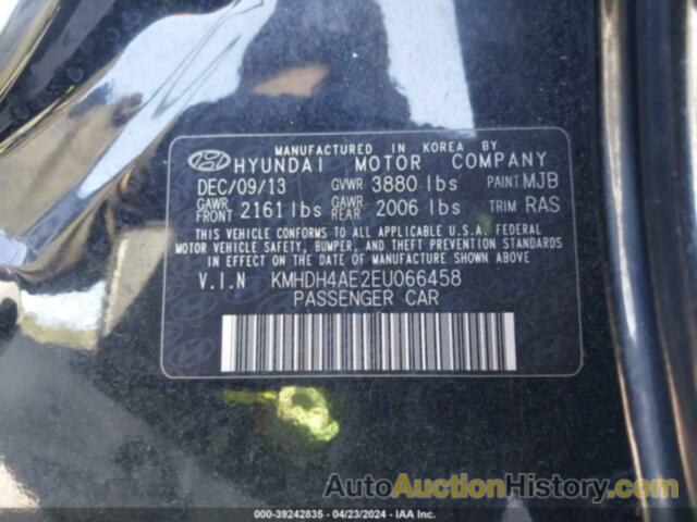 HYUNDAI ELANTRA SE/SPORT/LIMITED, KMHDH4AE2EU066458