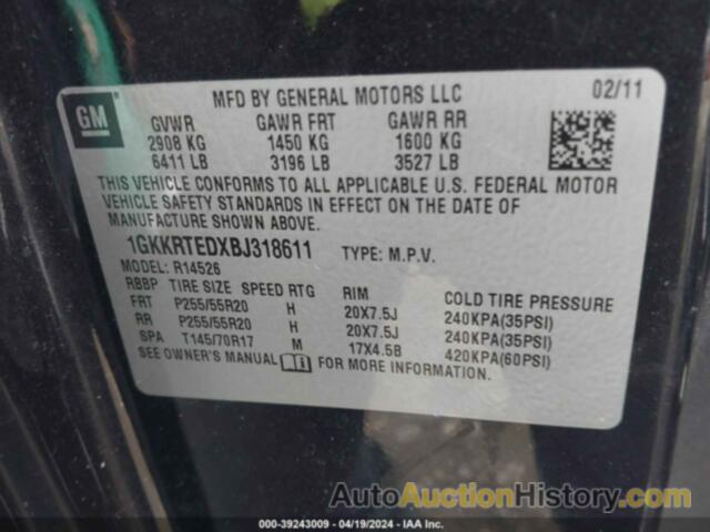 GMC ACADIA DENALI, 1GKKRTEDXBJ318611