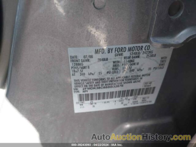 FORD EDGE SEL, 2FMDK38C88BB32876