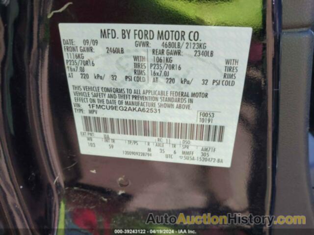 FORD ESCAPE LIMITED, 1FMCU9EG2AKA62531