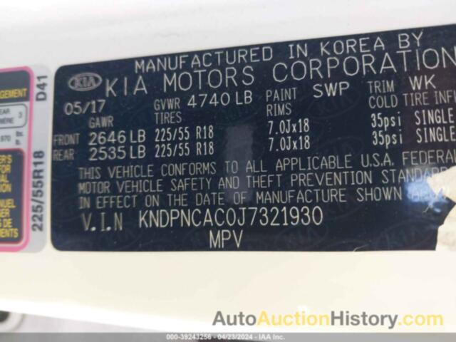 KIA SPORTAGE EX, KNDPNCAC0J7321930