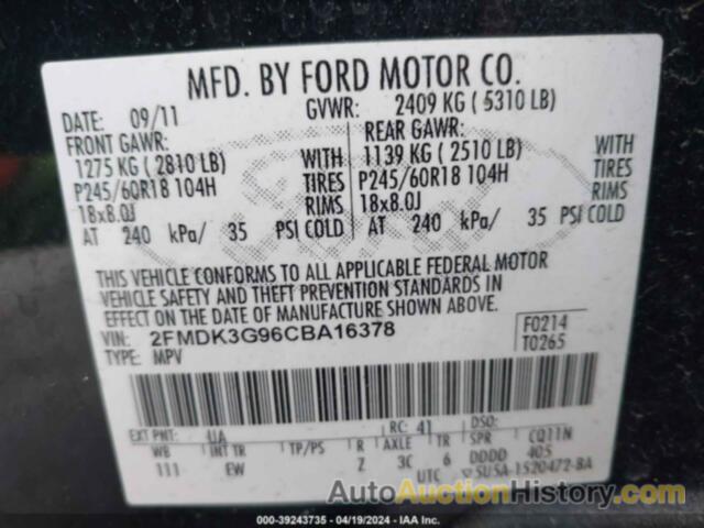 FORD EDGE SE, 2FMDK3G96CBA16378