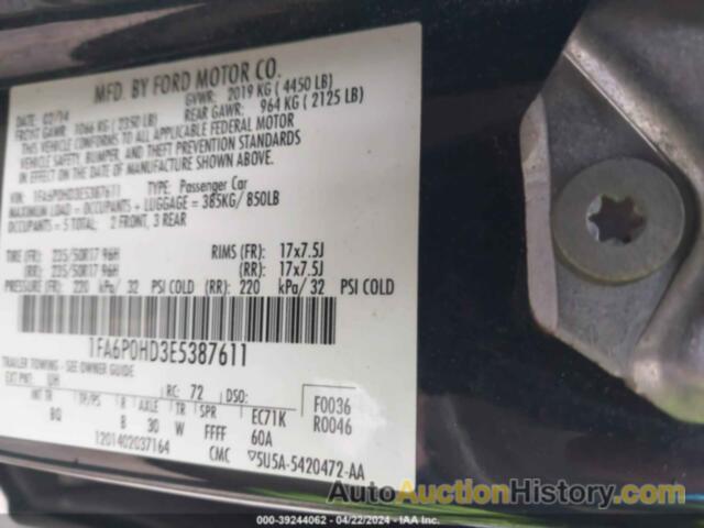 FORD FUSION SE, 1FA6P0HD3E5387611