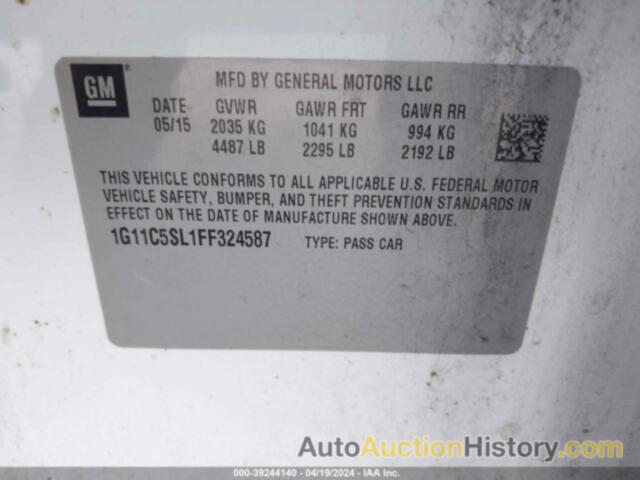 CHEVROLET MALIBU 1LT, 1G11C5SL1FF324587