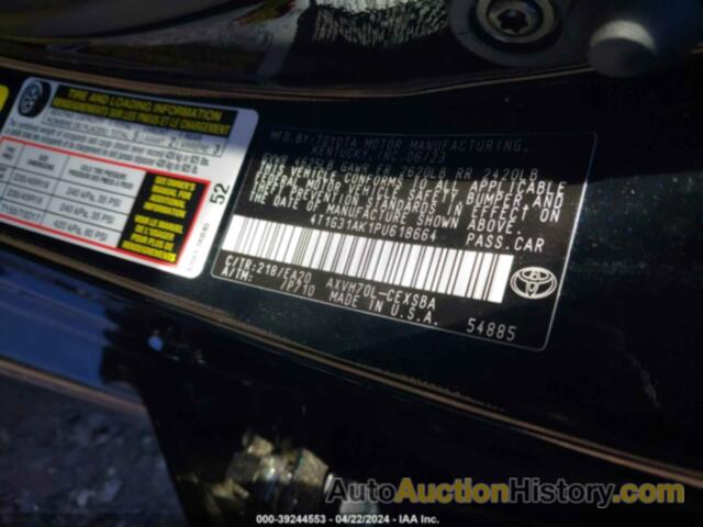 TOYOTA CAMRY SE NIGHT SHADE/SE, 4T1G31AK1PU618664