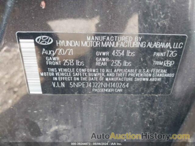 HYUNDAI SONATA SEL PLUS, 5NPEJ4J22NH140264