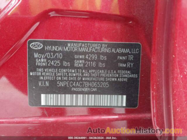 HYUNDAI SONATA SE, 5NPEC4AC7BH065205