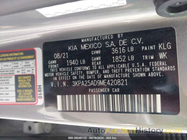 KIA RIO 5-DOOR S, 3KPA25AD9ME420821