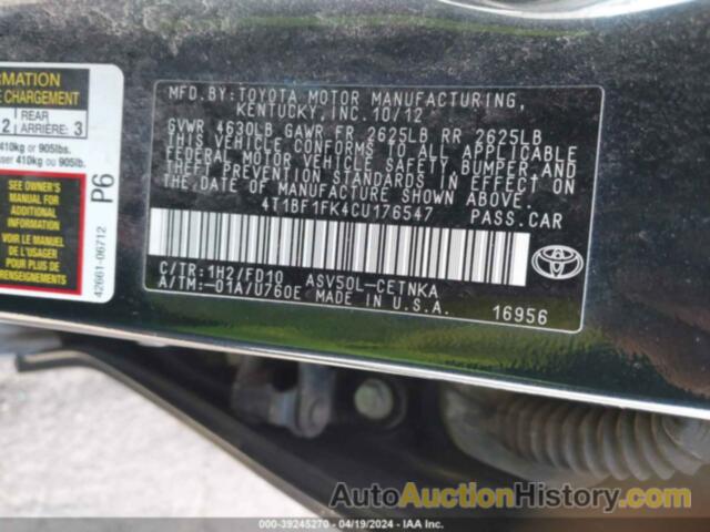 TOYOTA CAMRY LE, 4T1BF1FK4CU176547