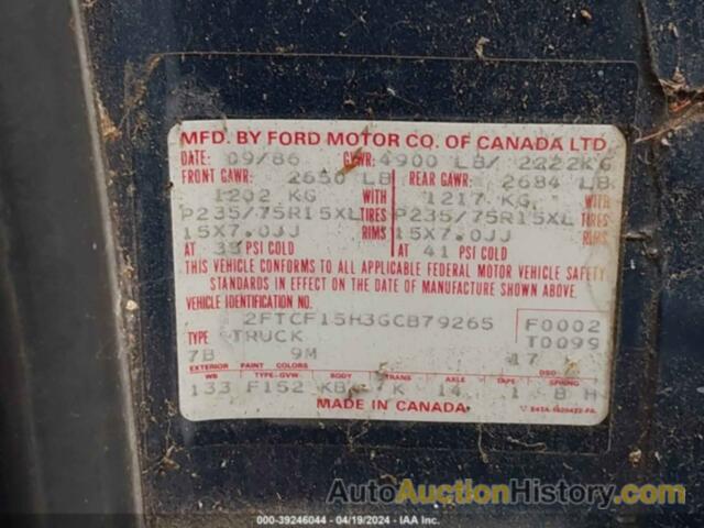 FORD F150, 2FTCF15H3GCB79265