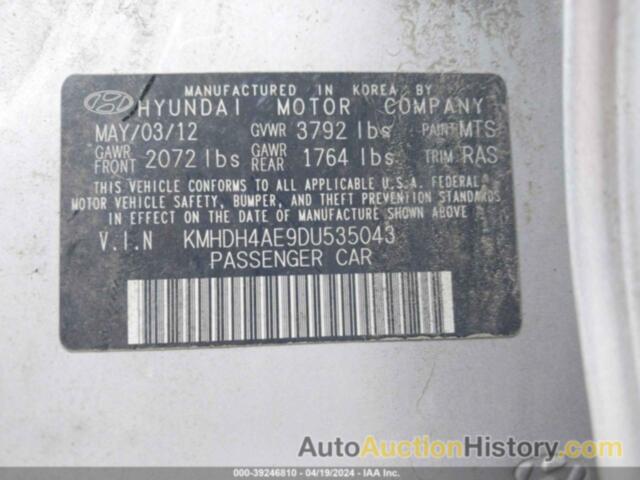 HYUNDAI ELANTRA GLS, KMHDH4AE9DU535043