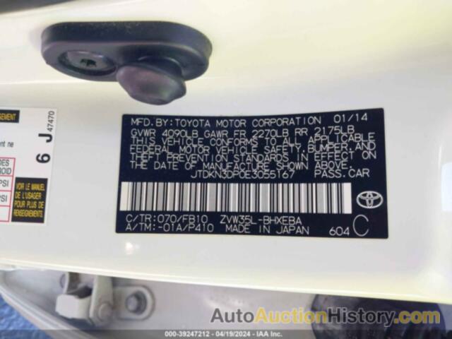 TOYOTA PRIUS PLUG-IN, JTDKN3DP0E3055167