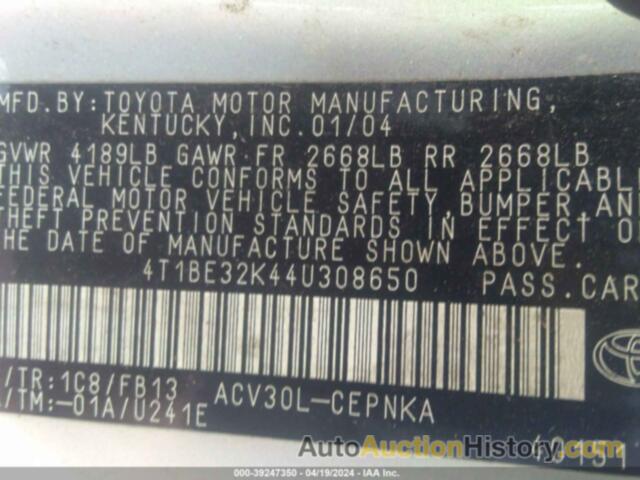 TOYOTA CAMRY LE, 4T1BE32K44U308650