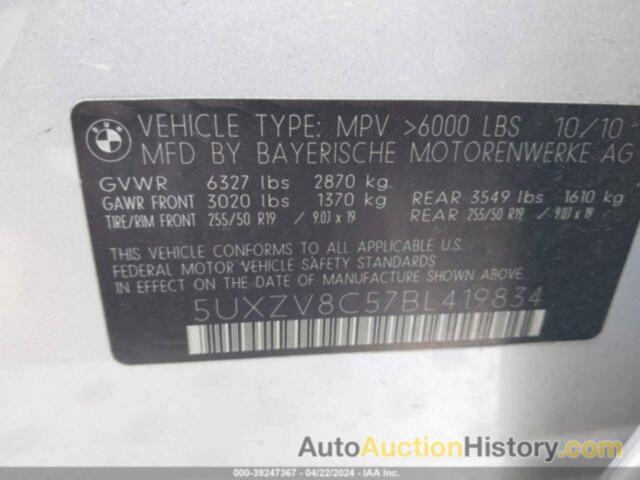 BMW X5 XDRIVE50I, 5UXZV8C57BL419834