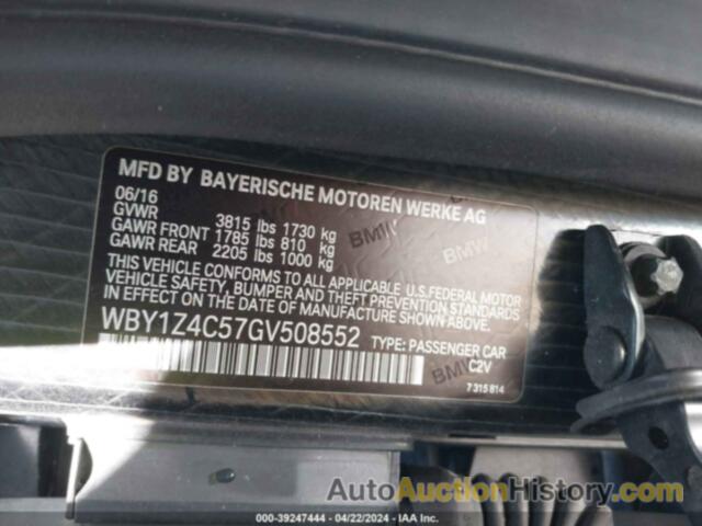 BMW I3 BASE W/RANGE EXTENDER, WBY1Z4C57GV508552