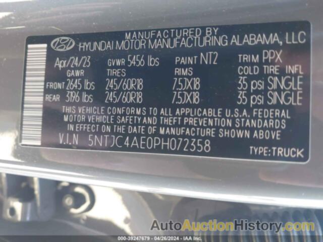 HYUNDAI SANTA CRUZ SEL, 5NTJC4AE0PH072358