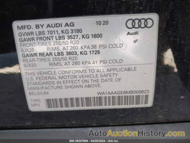 AUDI E-TRON PREMIUM, WA1AAAGE6MB009623