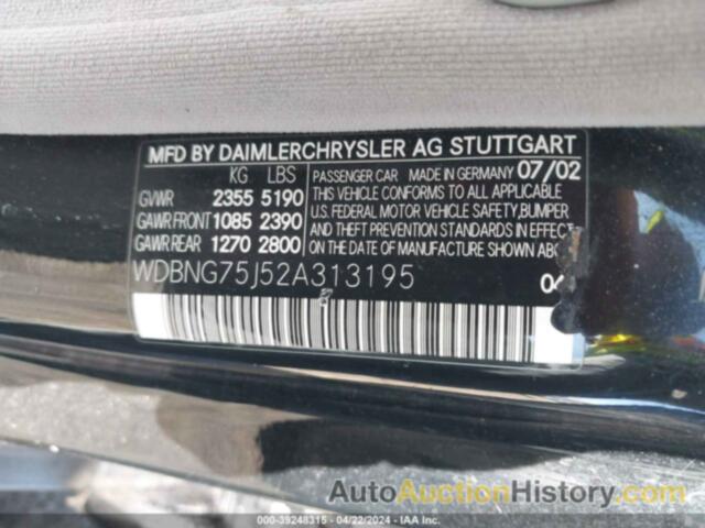 MERCEDES-BENZ S 500 BASE, WDBNG75J52A313195