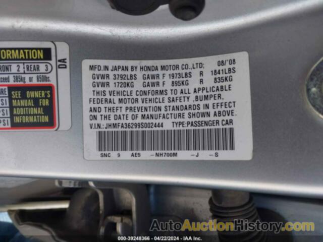 HONDA CIVIC HYBRID, JHMFA36299S002444