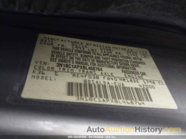 NISSAN VERSA 1.8S, 3N1BC1APXBL468764