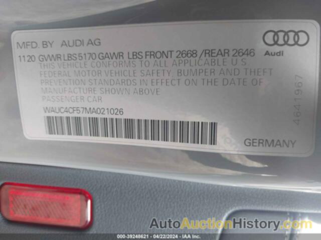 AUDI S5 PREMIUM PLUS, WAUC4CF57MA021026