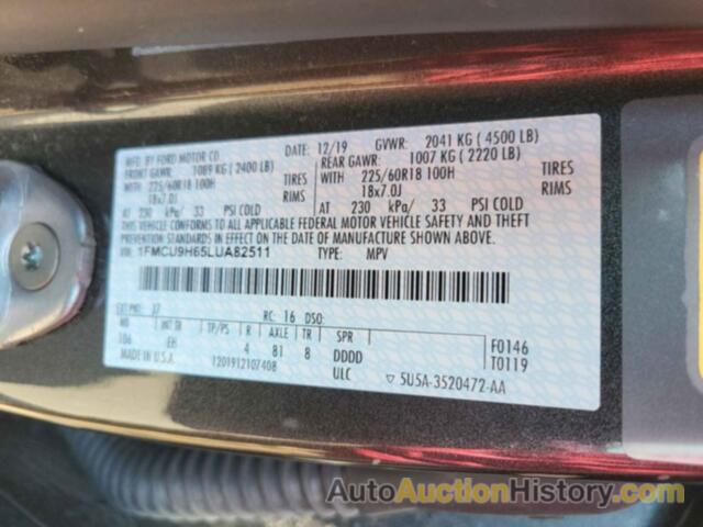 FORD ESCAPE SEL, 1FMCU9H65LUA82511