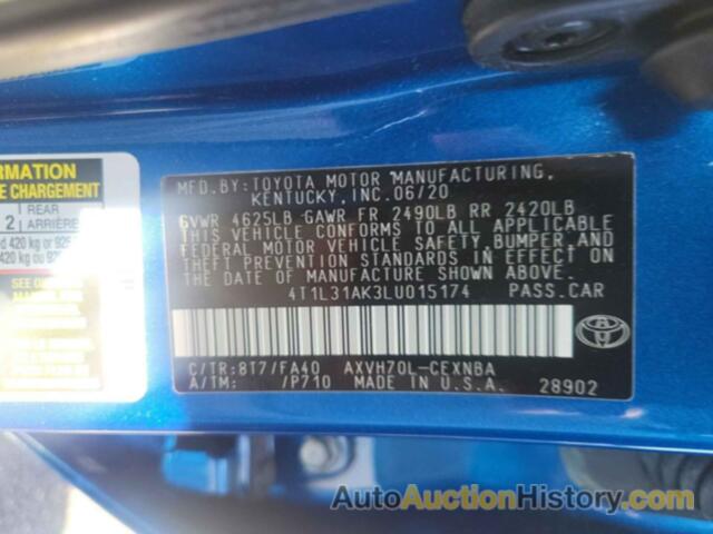 TOYOTA CAMRY LE HYBRID, 4T1L31AK3LU015174