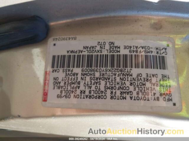 TOYOTA CAMRY LE, JT2BG22K6Y0398009