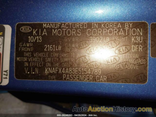 KIA FORTE EX, KNAFX4A83E5154789