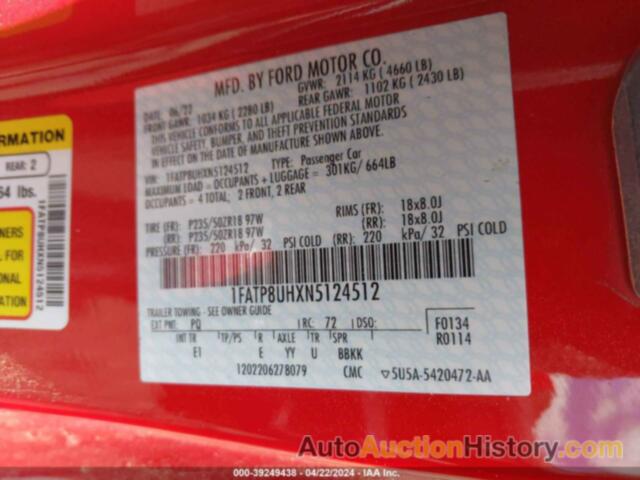 FORD MUSTANG ECOBOOST PREMIUM, 1FATP8UHXN5124512
