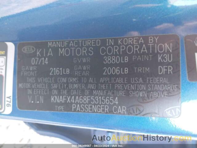 KIA FORTE LX, KNAFX4A68F5315654