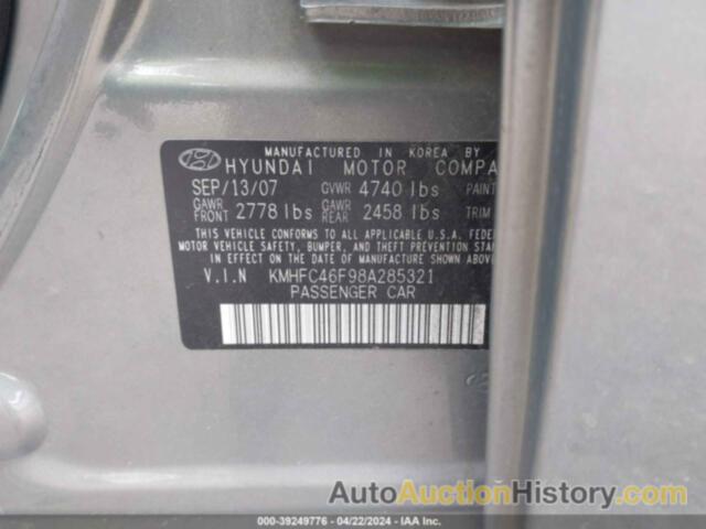 HYUNDAI AZERA SE/LIMITED, KMHFC46F98A285321