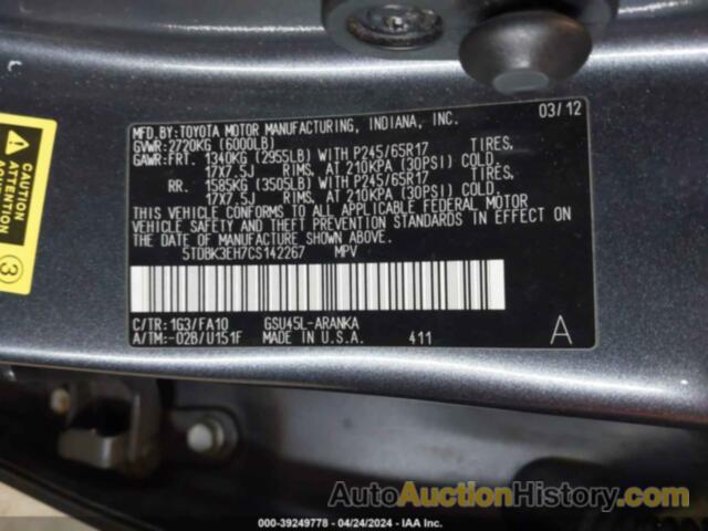 TOYOTA HIGHLANDER BASE V6, 5TDBK3EH7CS142267